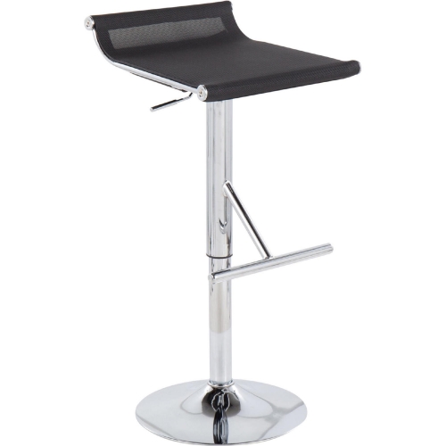 Mirage Ale Adjustable Bar Stool in Black Mesh & Chrome